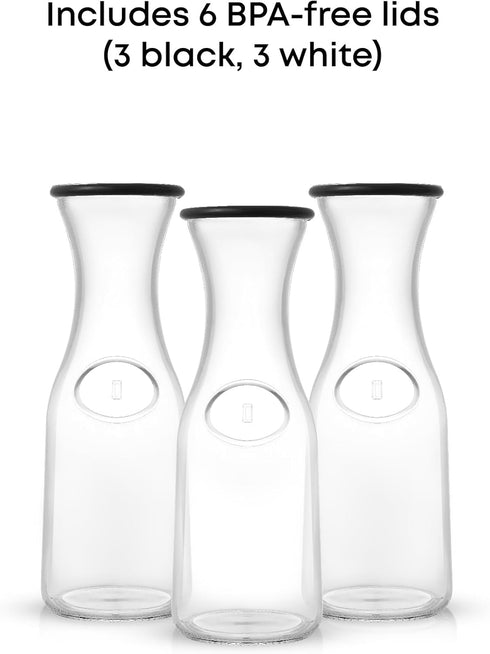 Set 3 1 JoyJolt Glass Carafe with Lid, of Liter Glass Pitcher for Mimosa Bar, Water, Iced Tea, Juice, Wine, Lemonade