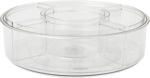 Martha Stewart Brody Divided Lazy Susan Organizer - 5 Removable Bins, 12 Inch, Clear Plastic Rotating Storage