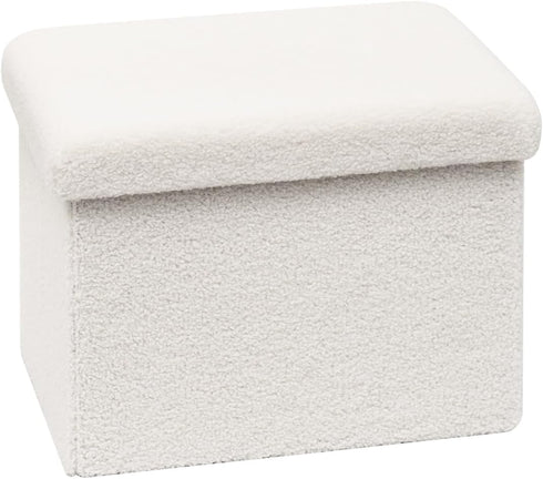 Small Ottoman with Storage, Sherpa Storage Ottoman Cube, Boucle Folding Foot Rest
