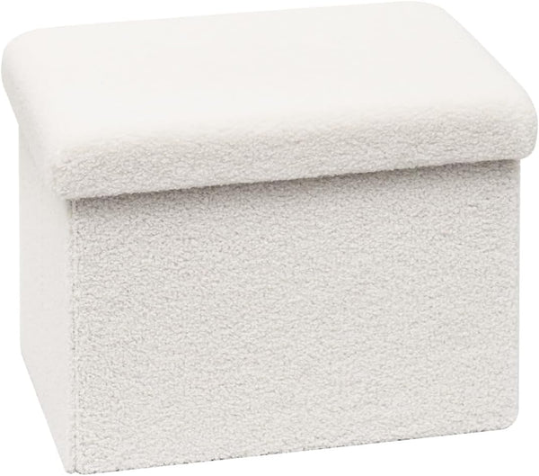 Small Ottoman with Storage, Sherpa Storage Ottoman Cube, Boucle Folding Foot Rest