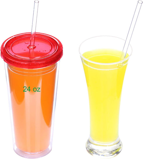 Dakoufish 9 Inch Clear Reusable Plastic Drinking Straws, Set of 12 with Cleaning Brush for Mason Jars