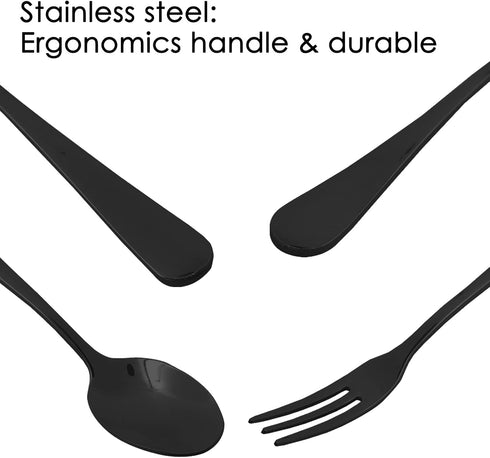 16 Pieces Black Demitasse Espresso Spoon (4 inch) and Stainless Steel Forks (4.8 inch), DaKuan Mini Coffee Spoons & Cake Forks for Dessert, Tea, Appetizer by DaKuan