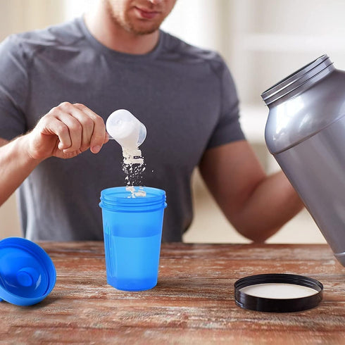 Protein Shaker Bottle - Classic Loop Top & Stainless Whisk Ball, Leak Proof Portable Gym Shaker Water Bottle with