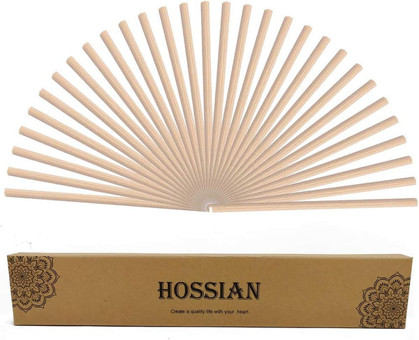 HOSSIAN 50pcs Reed Diffuser Sticks - Wood Rattan Essential Oil Aroma Diffuser Sticks for Spa Aromatherapy (10"/25cm)