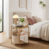 danpinera Round Side Table with Fabric Storage Basket, Metal Side Small Bedside Table Nightstand with Removable Tray