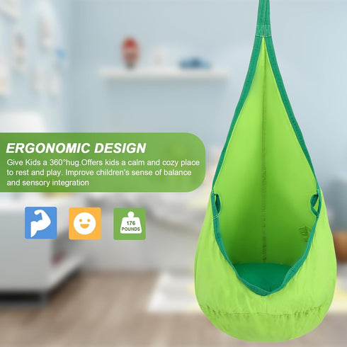 Hammock YAERSI Kids Pod Swing Seat, Cotton Chair with PVC Inflatable Cushion,Sensory Swing for Indoor and Outdoor Play