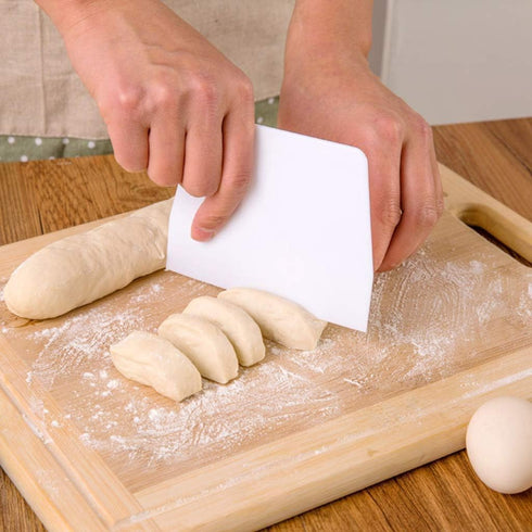 White Plastic Dough Scraper - Cream Smooth Cake Flour Spatula Cutter Baking Tool for Kitchen and Dining