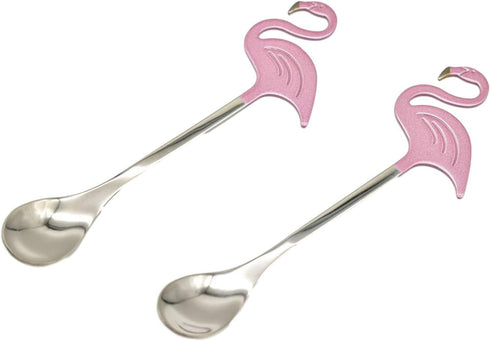 Maydahui 2PCS Flamingo Spoons - 5.1 Inch Animal Spoon, 18/10(304) Stainless Steel Dessert Spoon
