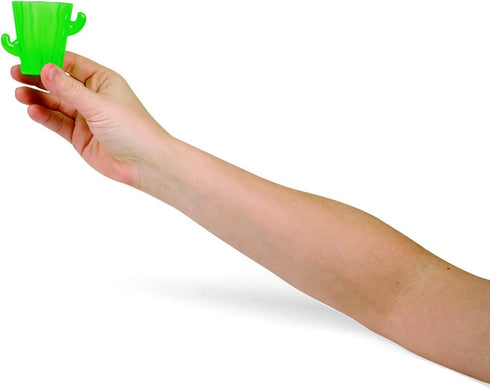 Fun Express Set of 12 Plastic Cactus Shot Glasses, 2 oz, BPA Free, Green, Fiesta and Cinco de Mayo Party Supplies