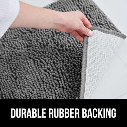 Gorilla Grip Plush Absorbent Shaggy Chenille Bath Rug Mat for Toilet Base | Machine Washable Microfiber Bathroom