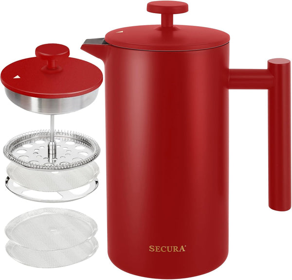 Secura French Press Coffee Maker, 304 Grade Stainless Steel Insulated Coffee Press