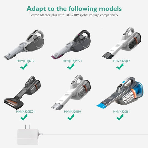 Charger Compatible with Black and Decker Dustbuster HHVJ315JD10, HHVJ315JMF71, Replacement Power Supply Cord