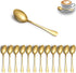 Gold Teaspoons Set of 12, Stainless Steel Soup, Dessert, Coffee, Stirring Spoons for Home or Restaurant