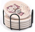 3PC Kocent Vintage Coaster Holder, Black Iron Metal Storage Caddy for Round and Square Coasters, 4.3 Inch