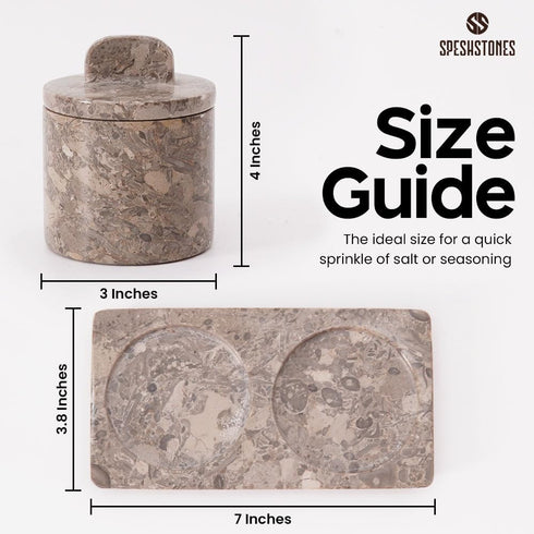 4 Inch Countertop, Set 2, Marble Salt Cellar Salt Jar with Lid, Table Salt Containers for Salt Dish, Salt Holder, Spice