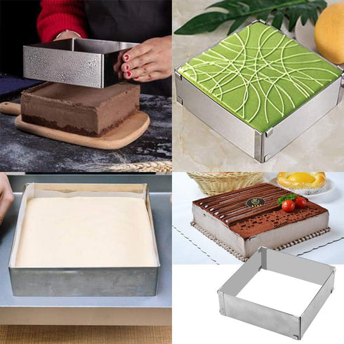Adjustable Cake Mould, Stainless Steel Cake Mousse Ring 6 to 12 Inch, Set of 2 for Baking, DIY Cake