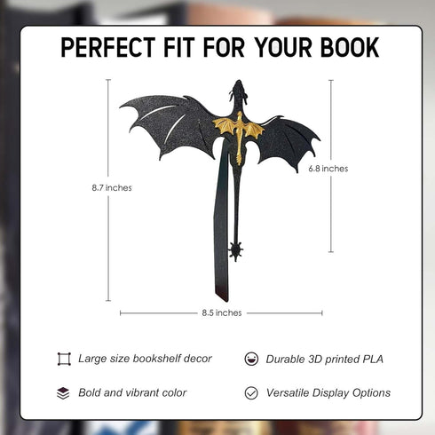 Tostmrks Handmade Dragon Bookshelf Decoration - Fantasy Dragon Books, Book Accessories for Book Lovers, Fourth Wing