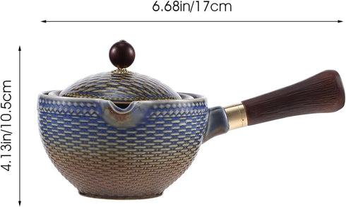 Hemoton Ceramic Teapot with Infuser Gongfu Teapot with 360 Rotation Tea Maker Vintage Tea Maker with Side Handle Tea Dispenser Teaware Tea Kettle Water Kettle for Loose Tea 7OZ/170ml