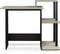 Furinno Efficient Home Laptop Desk with Square Shelves, French Oak Grey/Black Finish