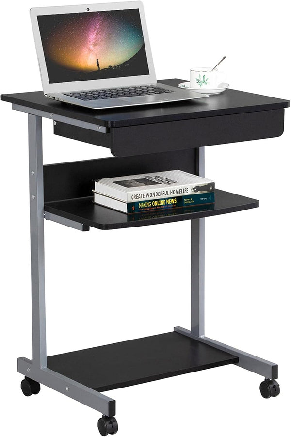 Topeakmart Mobile Compact Computer Desk Cart for Small Spaces, Work Workstation, Writing