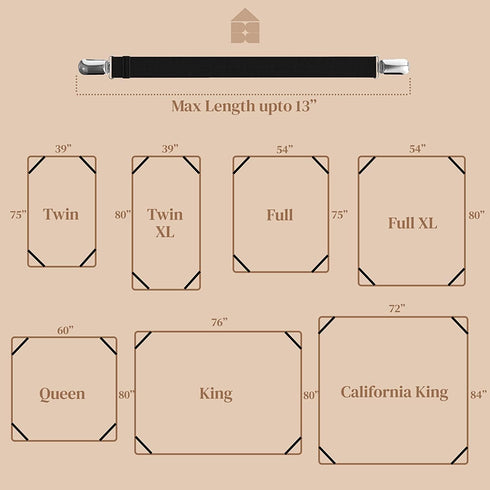 FeelAtHome Bed Sheet Clips - 8 pcs, Black, Keep Bedsheets in Place, Corner Bands Suspenders for Fitted Sheets, Mattress