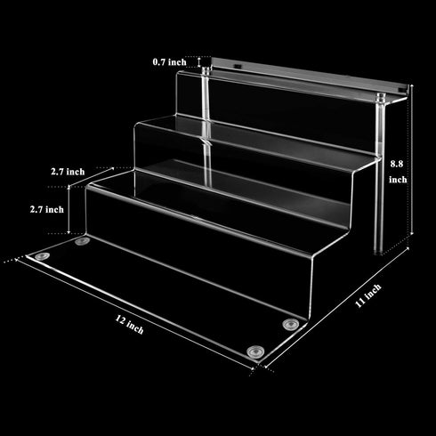 LileZbox Acrylic Display Risers Shelf for Pops Figures, Clear 4-Step Display Stand for Collection (12 X 9 in) (Large-4