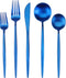 SHARECOOK Matte Blue Silverware Set, 20-Piece Stainless Steel Satin Finish Flatware Set for 4