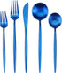 SHARECOOK Matte Blue Silverware Set, 20-Piece Stainless Steel Satin Finish Flatware Set for 4