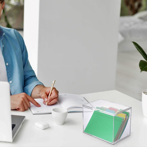 BTSKY Clear Acrylic 4 x 6 inch Index Card Box - Recipe Card Box Plastic Storage Organizer for Notecards