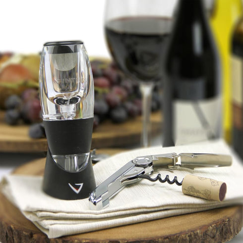 Vinturi Red Wine Aerator Includes Base, Enhanced Flavors with Smoother Finish, Black