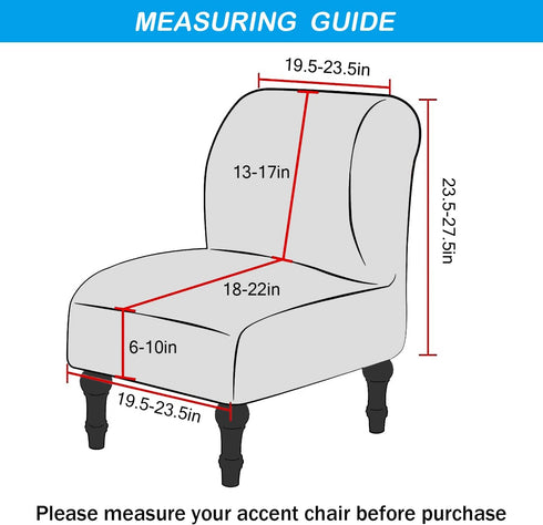 OBCREAT Armless Armless Accent Chair Cover,High Stretch Slipper Chair Slipcovers Soft Velvet Chair Covers with Elastic