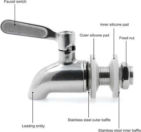 Stainless Steel Replacement for Beverage Dispenser with Screen Filter, Works with Ice Tea, Kombucha, Lemonade, and