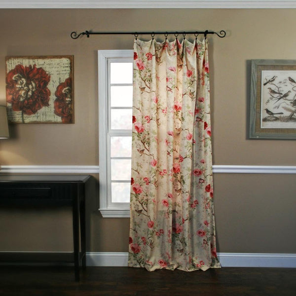 Ellis Curtain Balmoral Floral Tailored Curtain Panel, Red, 48" x 63"