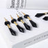 20pcs Black Crystals Prisms Glass Tip Beads Replacement Chandelier Icicle Drop Pendants Octagon Crystal Beads Gold Pins