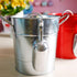YOUEON 4L Ice Bucket with Scoop and Lid, Galvanized Metal Double Walled Wine Chiller for Parties, Silver