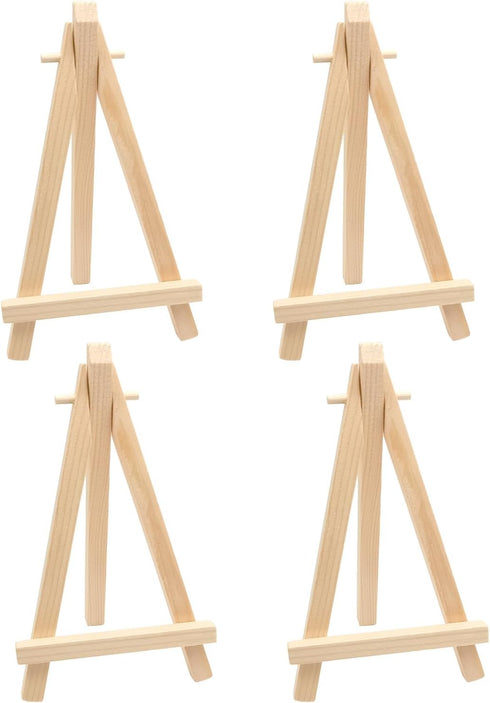 4pcs Mini Wood Display Easels, Small Table Top Easels for Canvas Paintings, Weddings, Business Cards