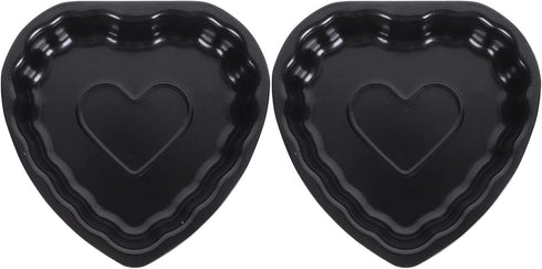Yardwe 2pcs Round Nonstick Baking Metal Heart Shape Cake Pans for Fondant, Cookie, Chocolate, Cupcake