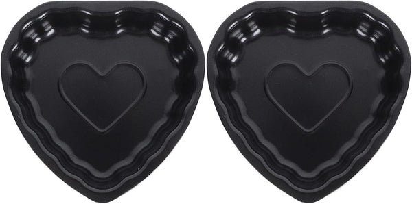 Yardwe 2pcs Round Nonstick Baking Metal Heart Shape Cake Pans for Fondant, Cookie, Chocolate, Cupcake