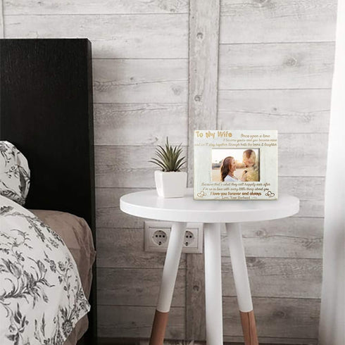 Personalized Engraved Wood Picture Frame to My Wife - Natural Wood Photo Frame, I Love You Always and Forever