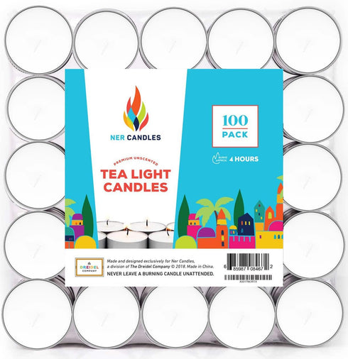 White Unscented Tea Lights, Smokeless & Dripless, Long Lasting Flames for Dinners & Events (Bulk Pack of 100)