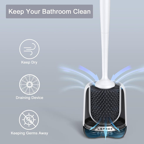 2 Pack Set Lefree Silicone Toilet Bowl Brush and Holder with Ventilated Holder, Floor Standing & Wall Mounted Toilet