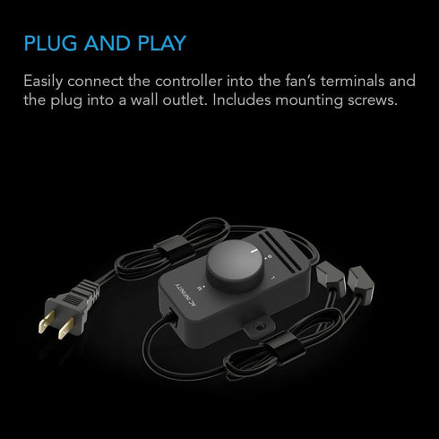 AC Infinity Fan Speed Controller for 100 to 125V AC Axial Muffin Cooling Fans, Dual Connector for DIY Cooling Projects