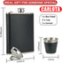 Hip Flask Gift Set, 8 Oz Hip Flasks for Liquor with Black Leather Cover, 18/8 Stainless Steel, 2 Cups & Funnel, Gift Box