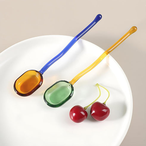 Turbokey 6.1 Inches Glass Spoons, Heat Resistant Transparent Crystal Teaspoons Mini Coffee Stirring Spoon,for Cold