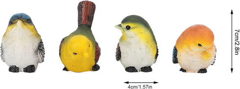 Zerodis Miniature Bird Decorative Figurines - Pack of 4 Resin Birds for Garden