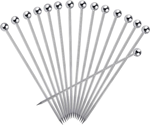 15PCS Stainless Steel Cocktail Picks, Reusable Toothpicks & Skewers for Drinks, Garnish Picks for Appetizers