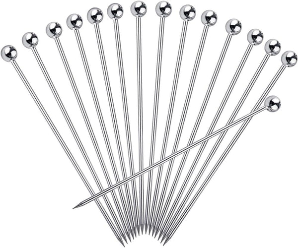 15PCS Stainless Steel Cocktail Picks, Reusable Toothpicks & Skewers for Drinks, Garnish Picks for Appetizers