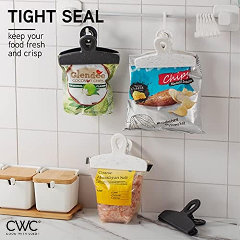 COOK WITH COLOR Set of Eight Large Heavy Duty Bag Clips, 5" Chip Bag Clips for Food Storage with Air Tight Seal
