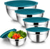Mixing Bowl Set of 5 - TeamFar Stainless Steel 4.5/3/1.5/1/0.7 QT Metal Nesting Salad Bowls with Lids, Non-Toxic &