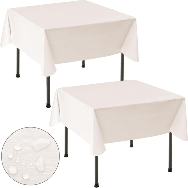 Nasitos 2 Pack Vinyl Square Table Cloth 54x54 Inch-Beige Waterproof Oil-Proof Card
